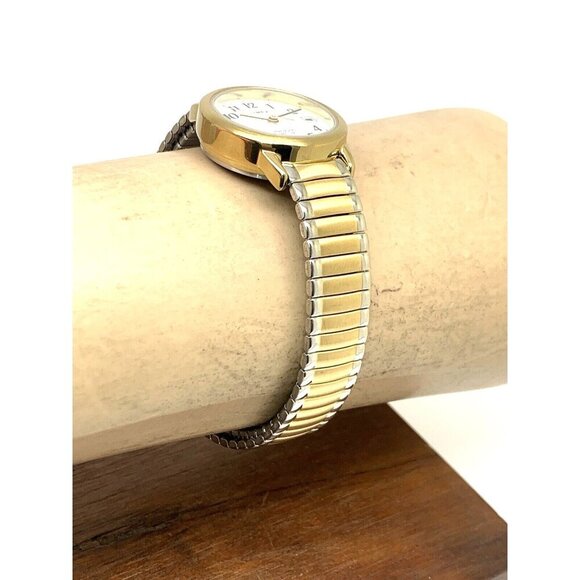 Timex Womens Watch T2H381 Indiglo Quartz Petite 2-Tone White Dial Expansion Band main image 7